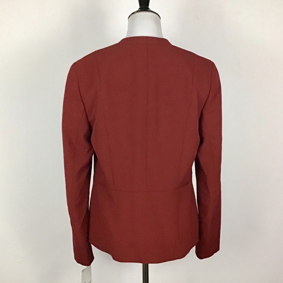 NWT! Kasper Kiss Front Plus Collarless Blazer Russet Plus 16 - Picture 7 of 8